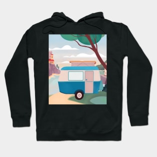 Vintage Caravan by the Sea Hoodie